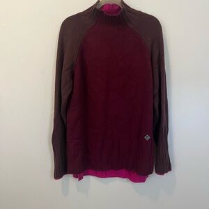 Krimson Klover Pink and Brown Ribbed Knit Sweater